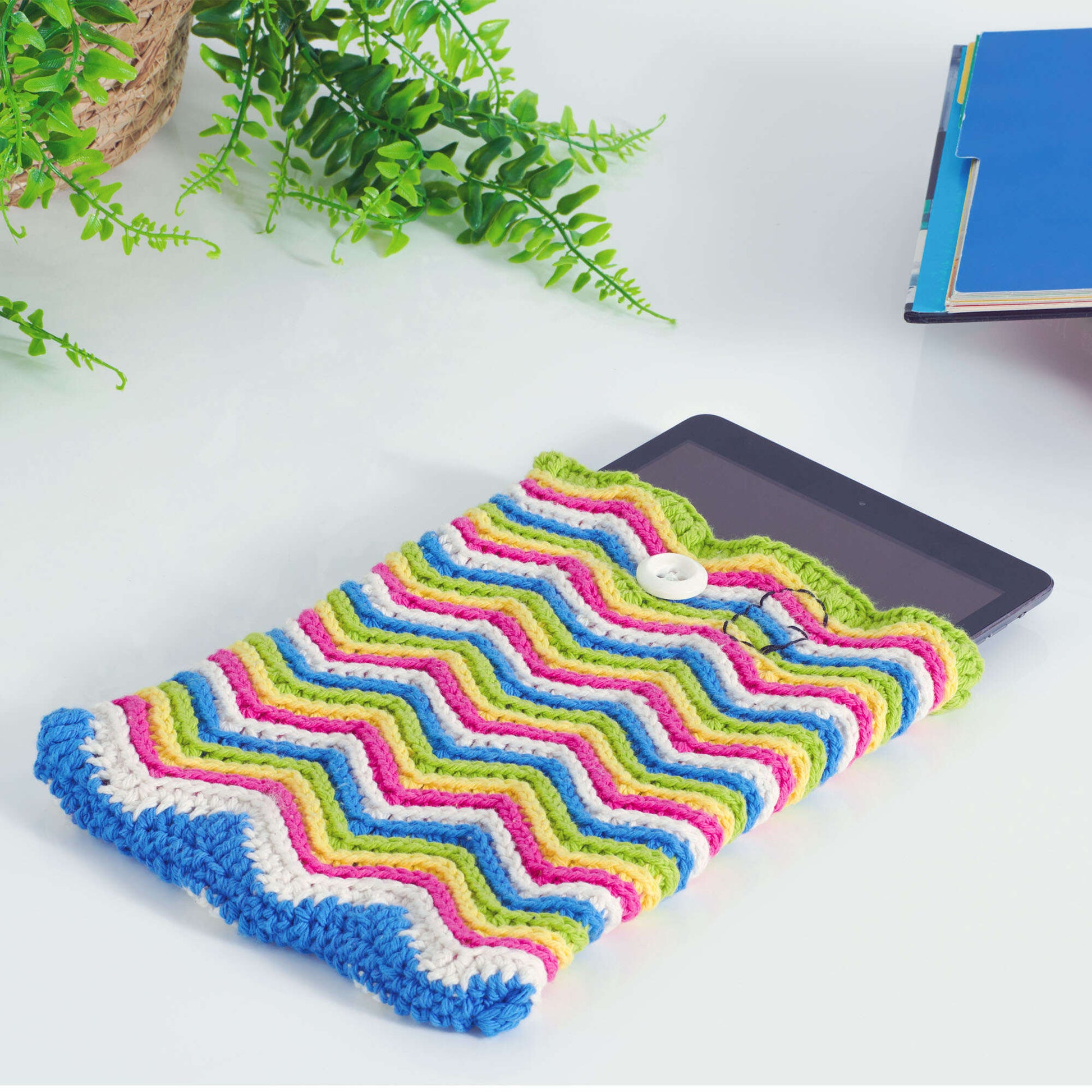 Lily Rainbow Light Crochet Tablet Case | Yarnspirations