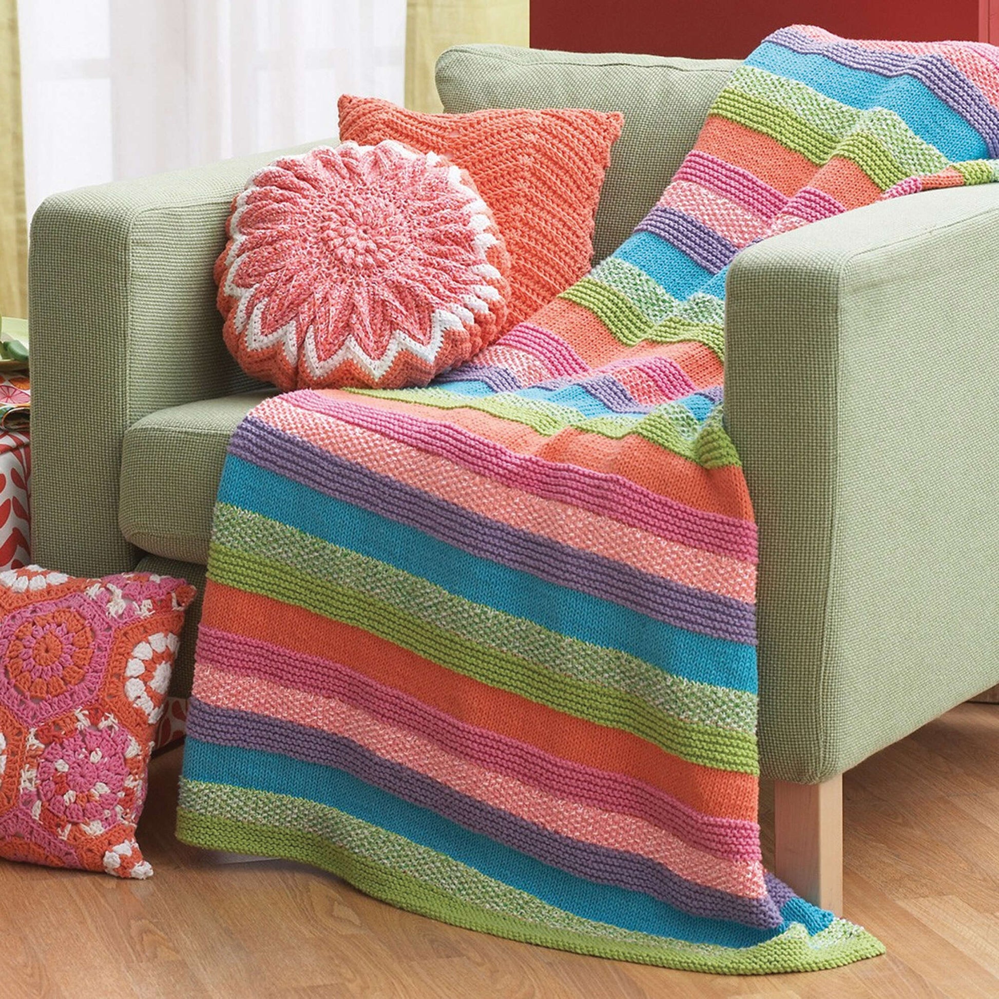 Lily Sugar 'n Cream Striped Knit Blanket Pattern | Yarnspirations